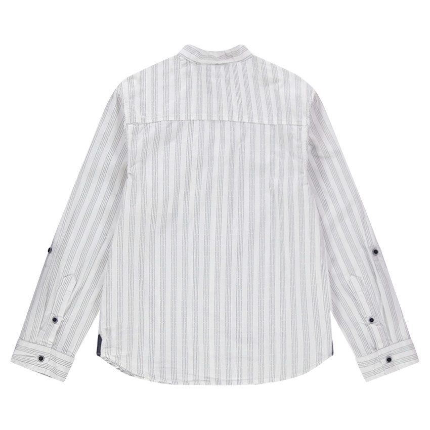 Junior - Chemise manches longues col mao à rayures verticales 