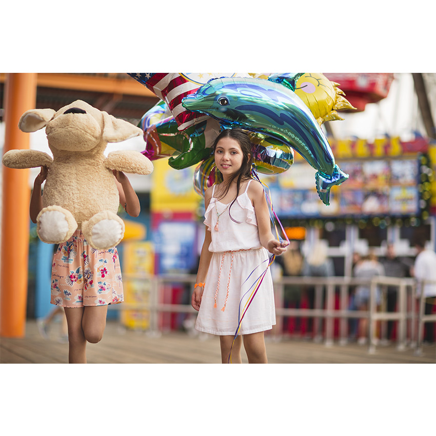 Junior - Robe en voile de coton à carreaux avec volants et ceinture 