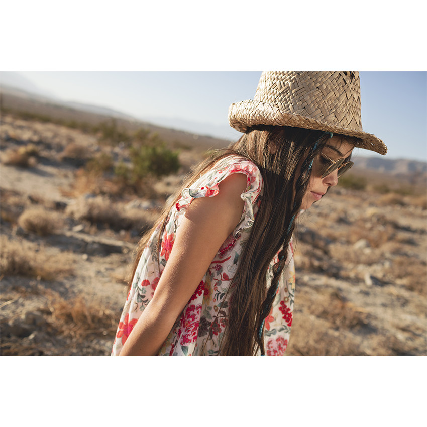 Junior - Tunique en crêpe de coton avec fleurs imprimées 