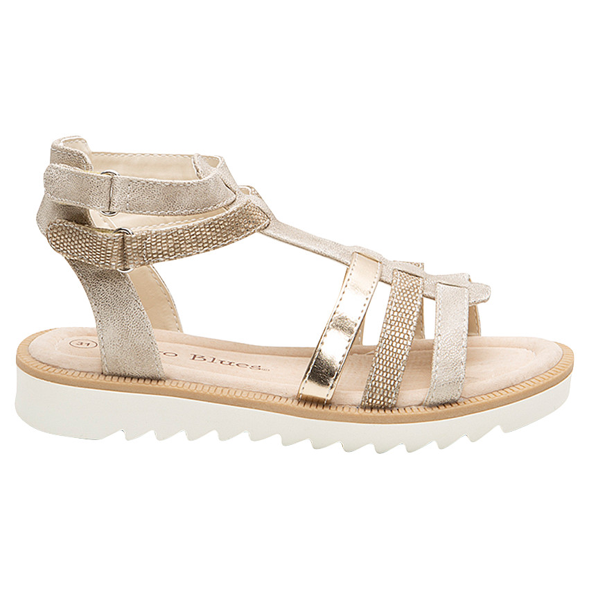 Nu-pieds à brides texturées et touches de doré 