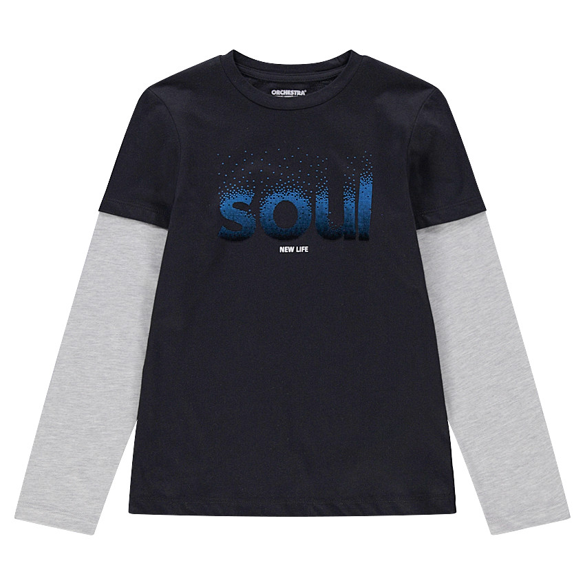 Junior - Tee-shirt manches longues en jersey effet 2 en 1 avec mot printé 