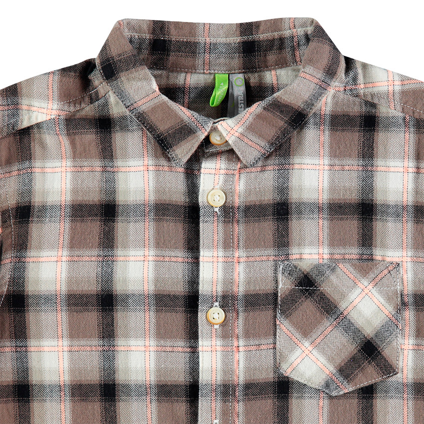 Chemise manches longues à carreaux avec étiquette fantaisie 