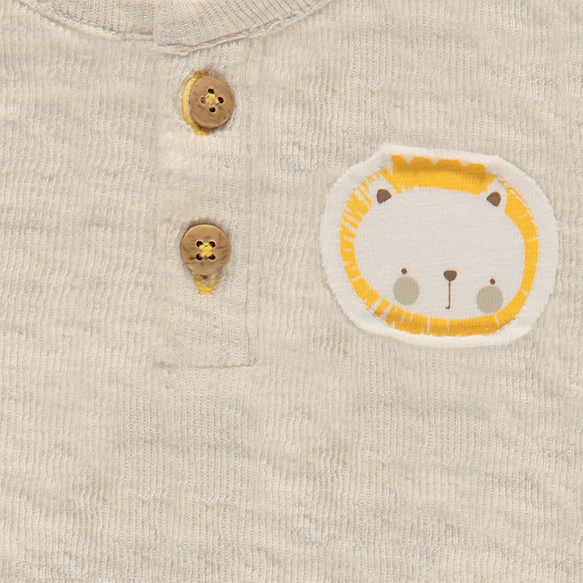 Tee-shirt manches courtes en double jersey avec lion patché 