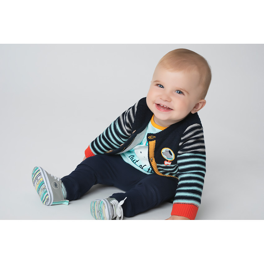 Gilet en tricot rayé doublé jersey avec badge patché sur la poitrine 