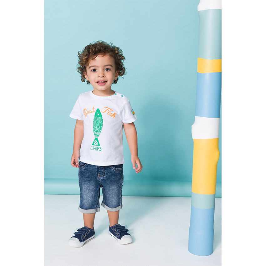 Tee-shirt manches courtes avec print poisson effet used  