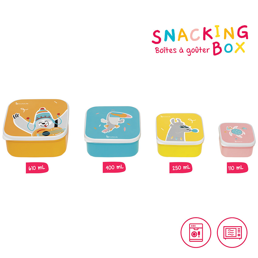Lot de 4 boîtes à goûter Snacking Box empilables 