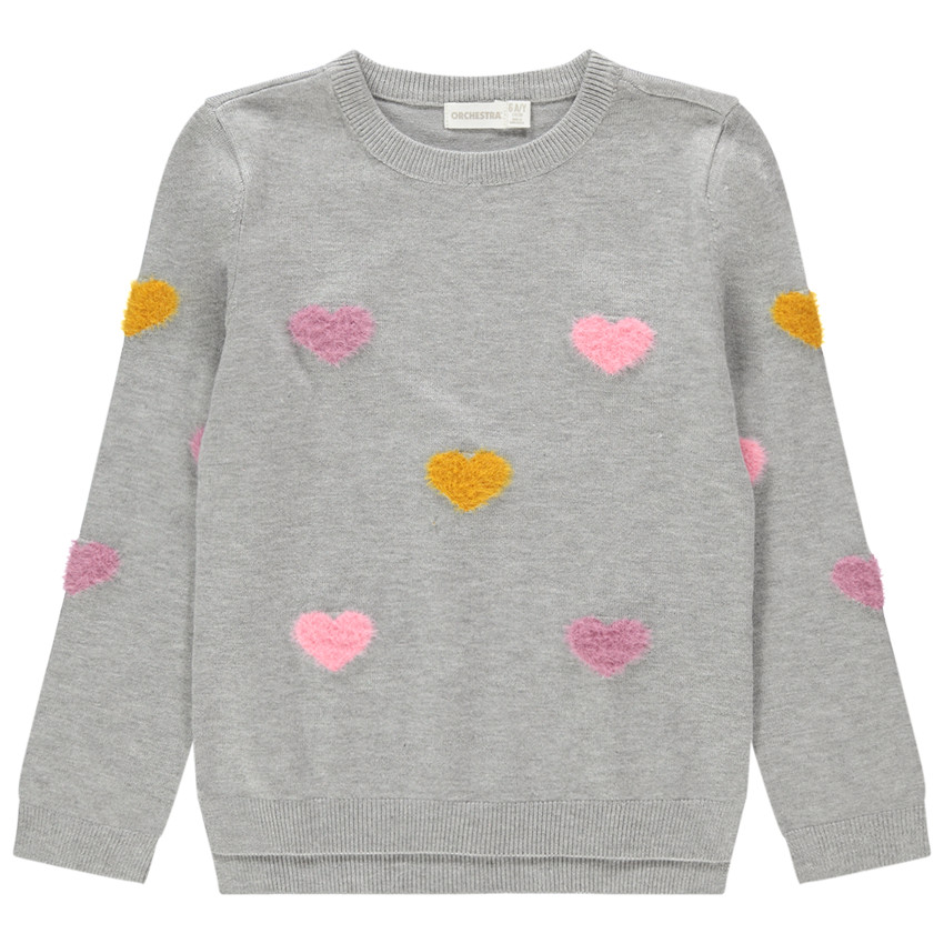 Pull en tricot uni avec motif fantaisie 