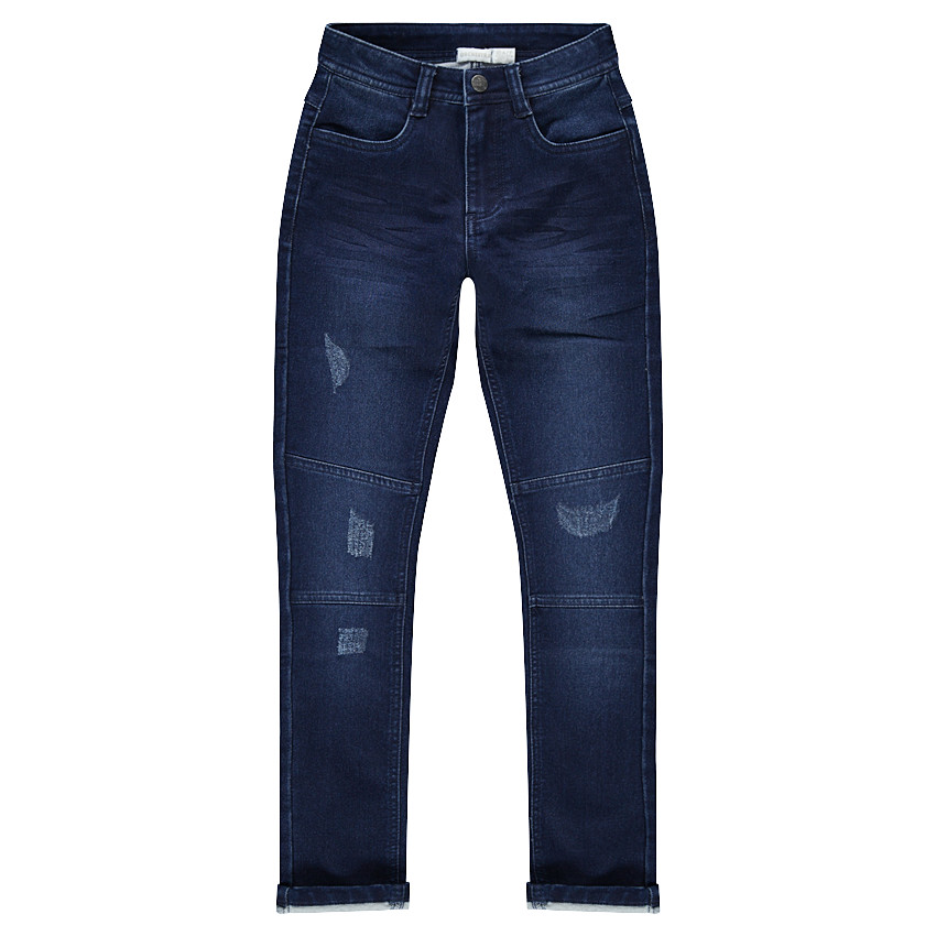 Junior - Jeans effet used et crinkle avec découpes sur les jambes 