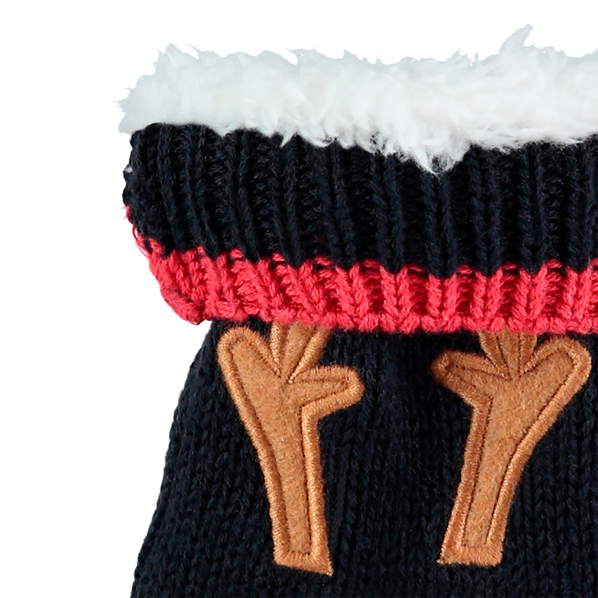 Ensemble bonnet et gants avec doublure sherpa motif renne 