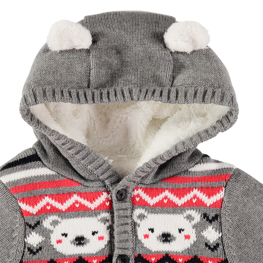 Veste en tricot doublée sherpa à motifs jacquard 