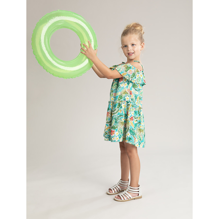 Robe à épaules dénudées et imprimé floral 