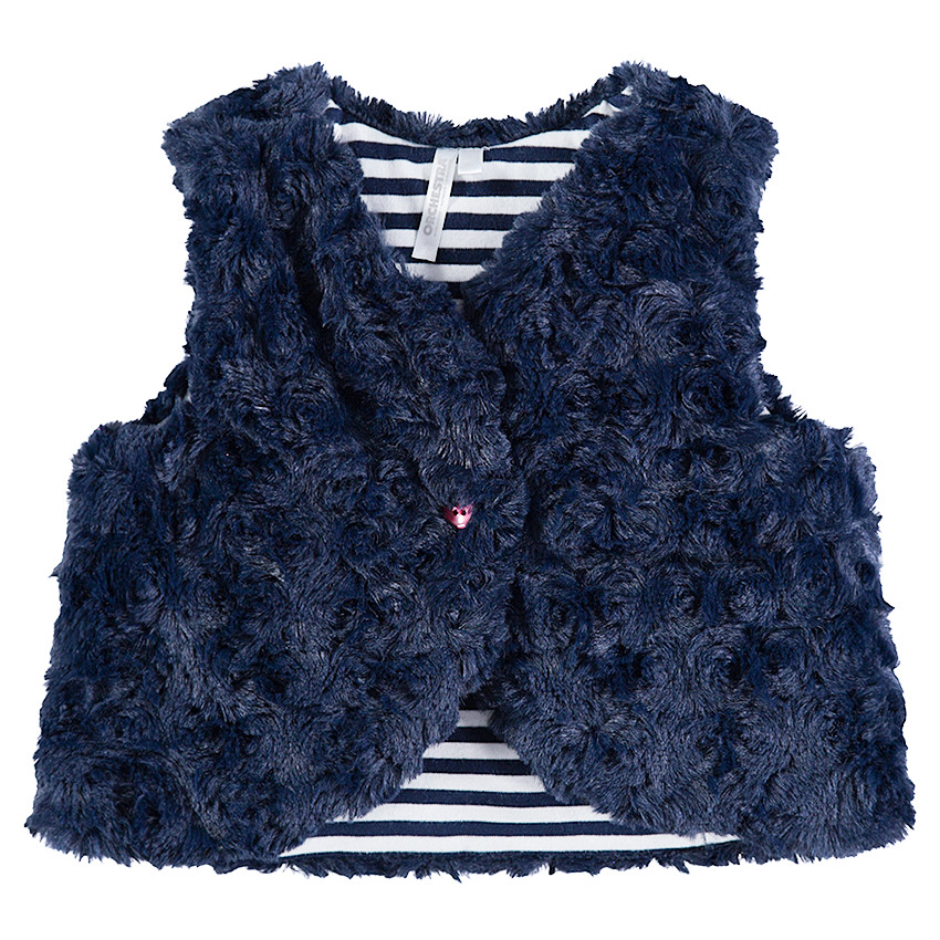 Gilet en sherpa avec doublure rayée en jersey 