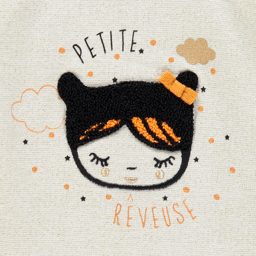 Sweat en molleton mélangé de fils dorés avec volant à pois 