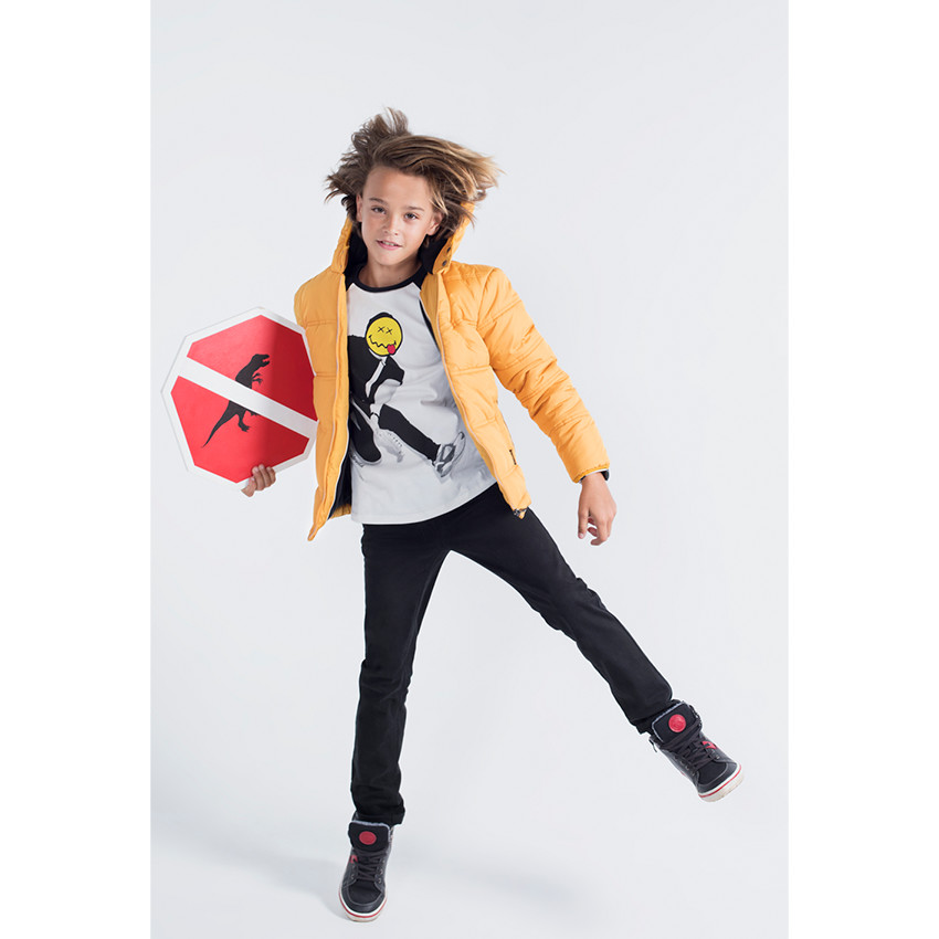 Junior - Doudoune matelassée à capuche avec doublure en micropolaire 