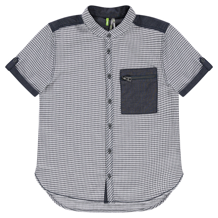 Junior - Chemise à petits carreaux all-over avec détails en chambray 
