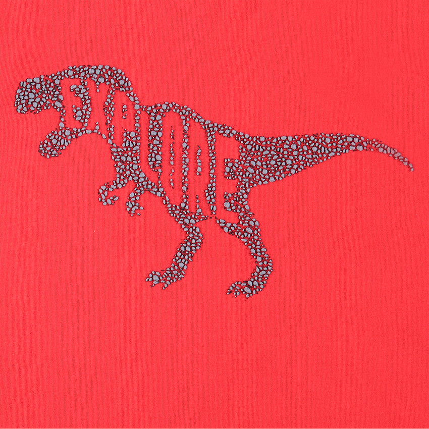 Tee-shirt manches courtes rouge avec dinosaure printé 