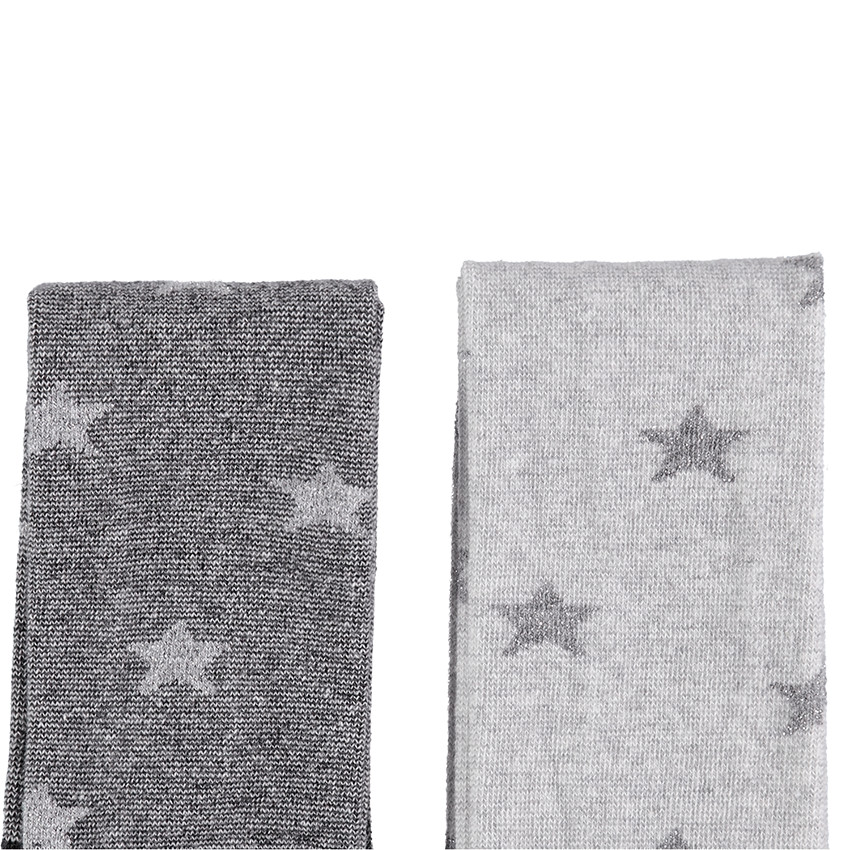 Junior - Lot de 2 collants épais avec étoiles en jacquard 