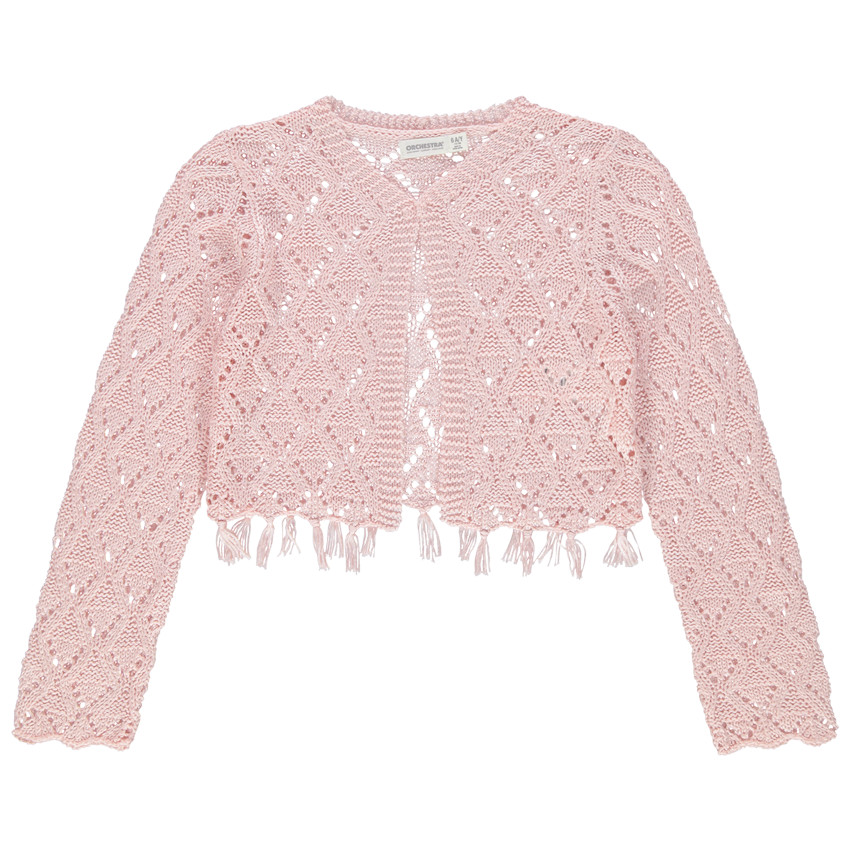 Gilet en tricot ajouré avec finitions à franges 
