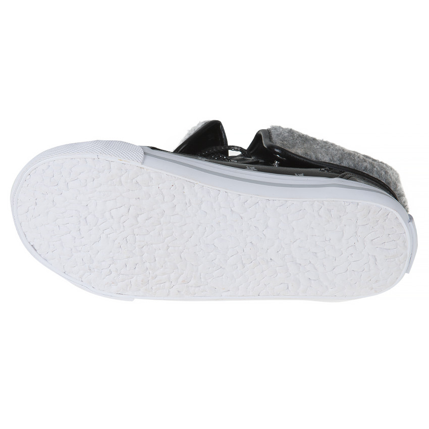 Baskets montantes à zip et lacets, imprimé étoiles et revers en sherpa 