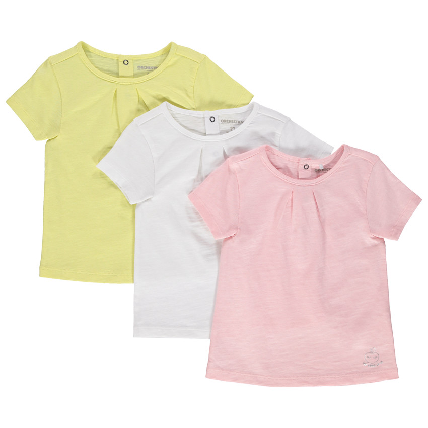 Lot de 3 t-shirts en coton bio print logo 