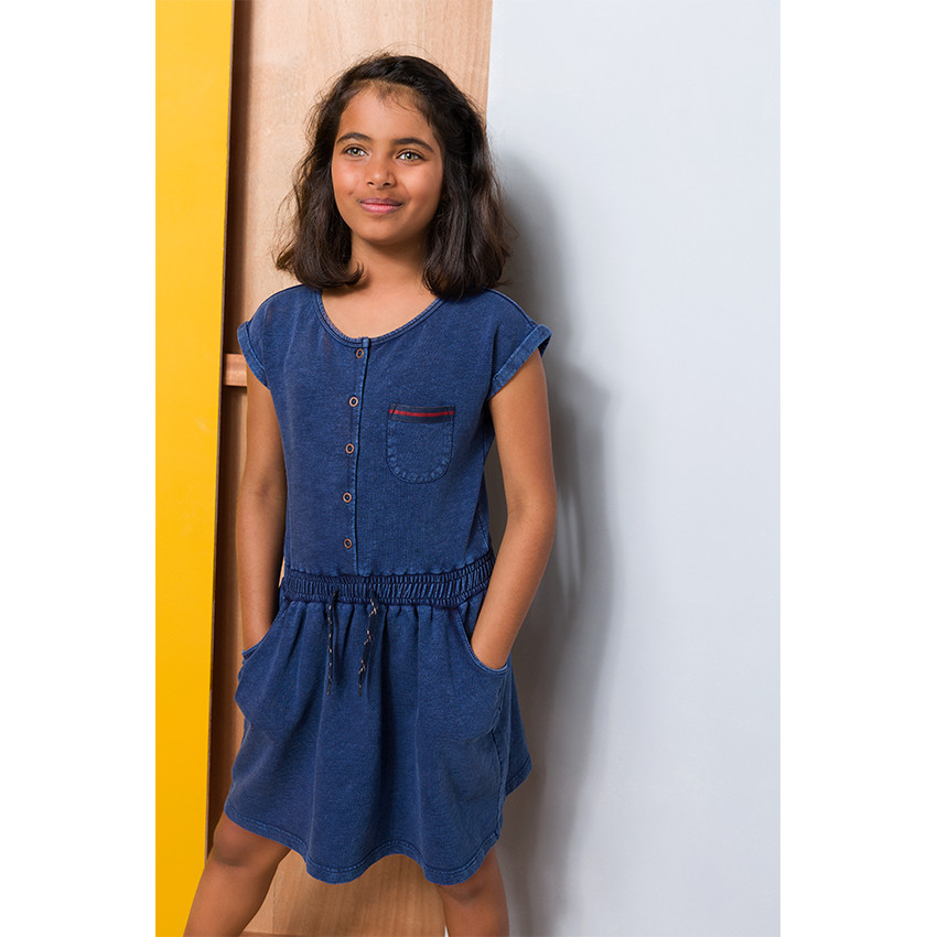 Junior - Robe manches courtes en molleton slub  