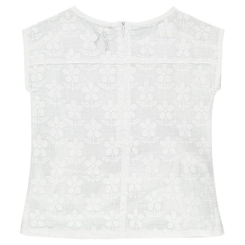 Tunique manches courtes en résille et dentelle à fleurs 