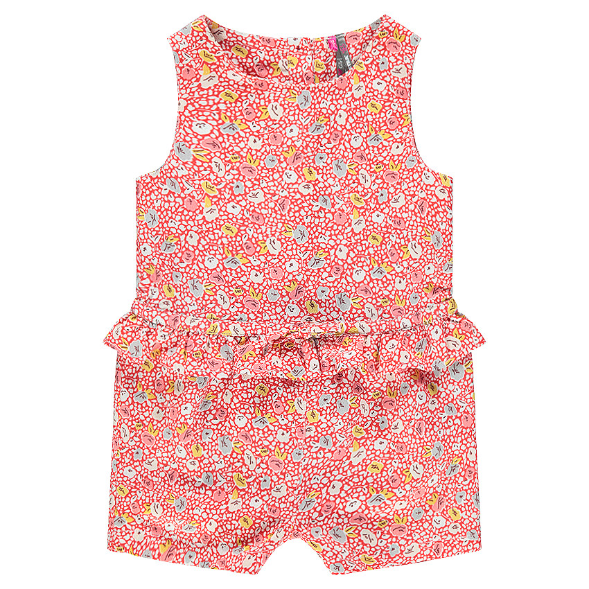 Combishort sans manches fleurie à volant 