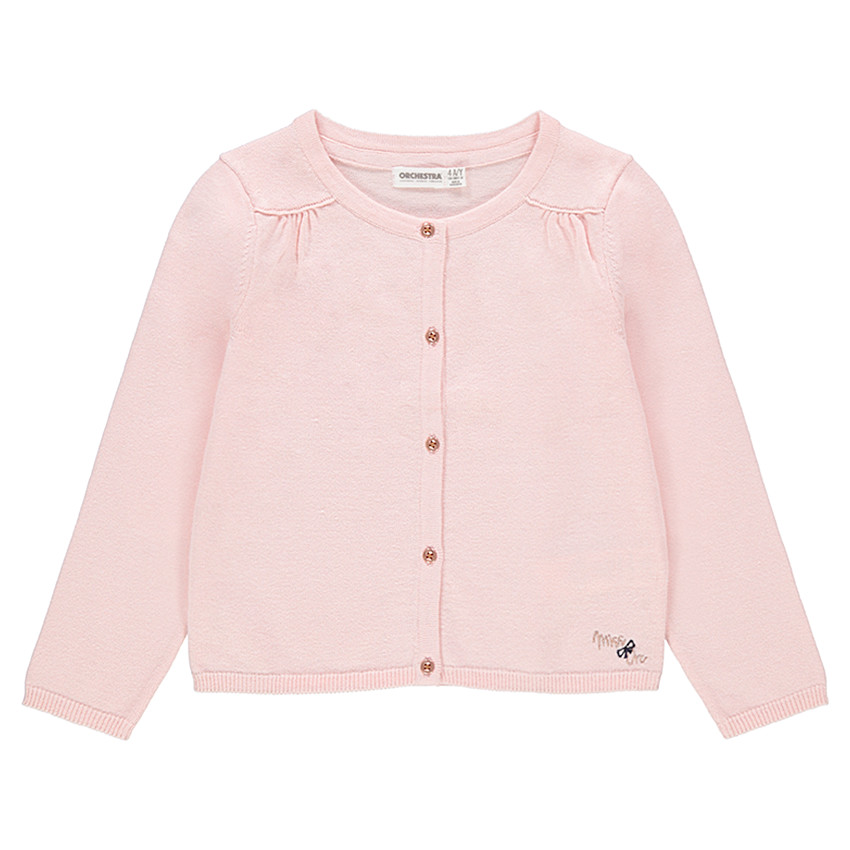 Gilet en tricot rose poudré avec coudières patchées 