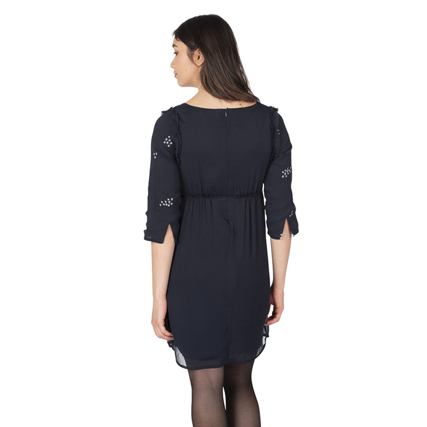 Robe de grossesse manches longues avec fleurs brodées 