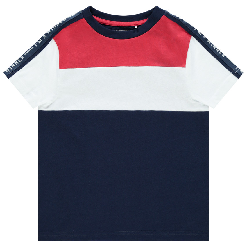 T-shirt manches courtes contrasté à bandes 