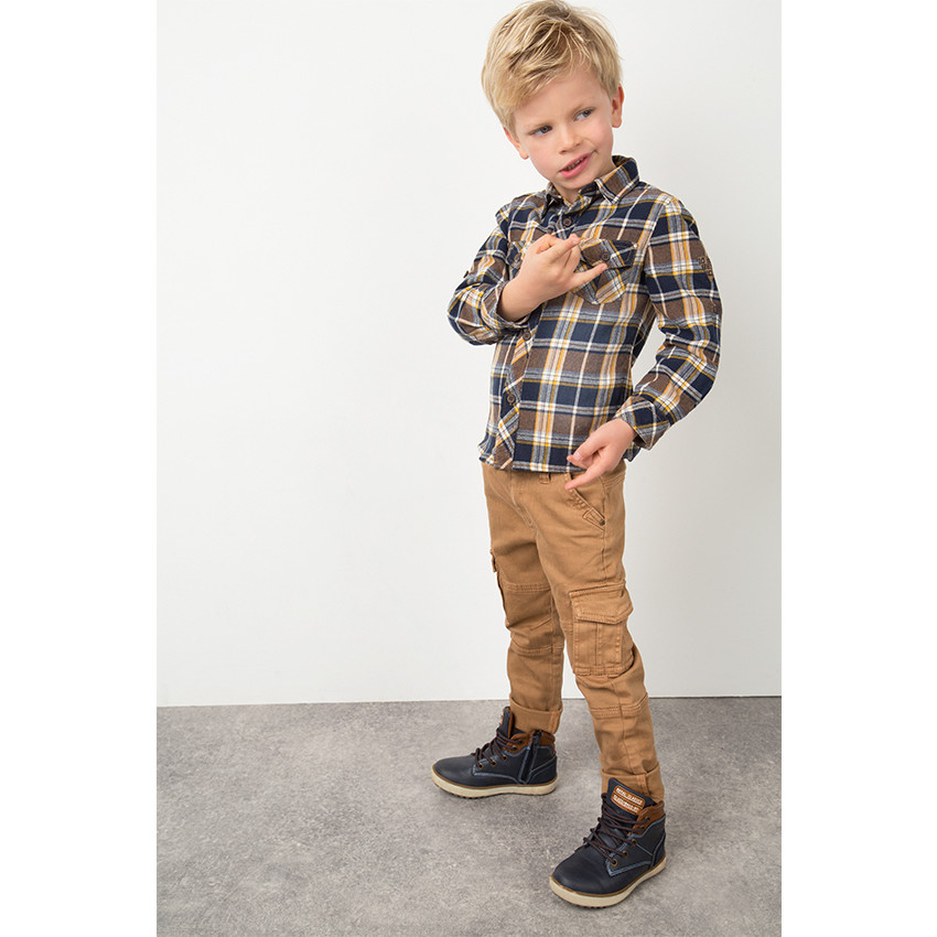 Chemise à carreaux avec manches rétractables 