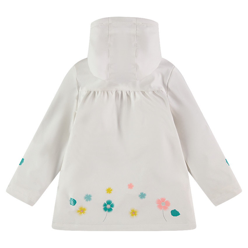 Parka en gomme doublée sherpa avec fleurs printées  