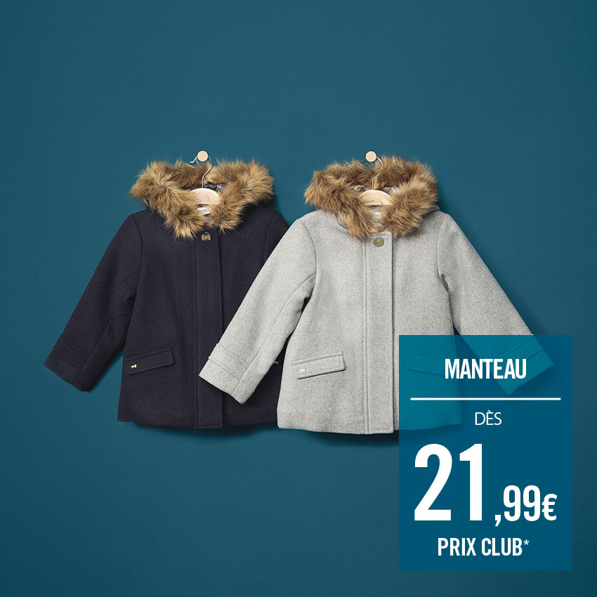 Manteau drap de laine doublé sherpa 