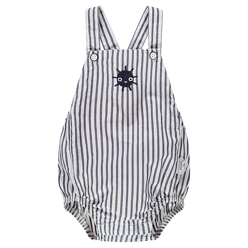 Combinaison courte avec rayures et soleil brodé 