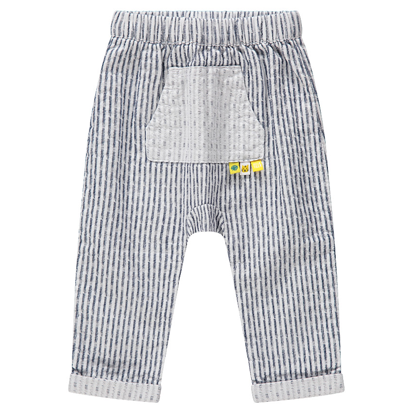 Pantalon à rayures verticales fantaisie et poche kangourou 