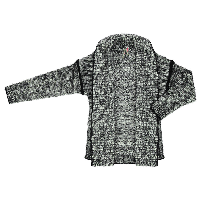 Junior - Gilet long en tricot avec jeu de mailles 