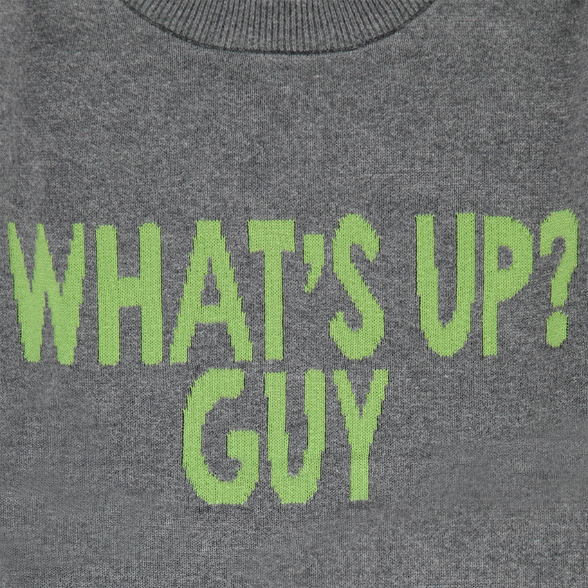 Junior - Pull en tricot gris chiné avec message printé devant 