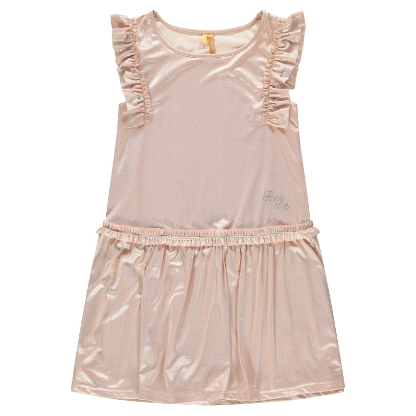 Junior - Robe de cérémonie enduite à manches courtes volantées  