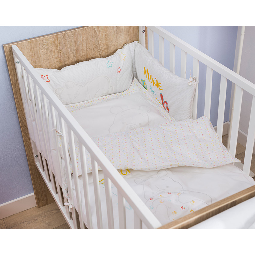 Tour de lit en popeline Disney avec broderies et patch Winnie 