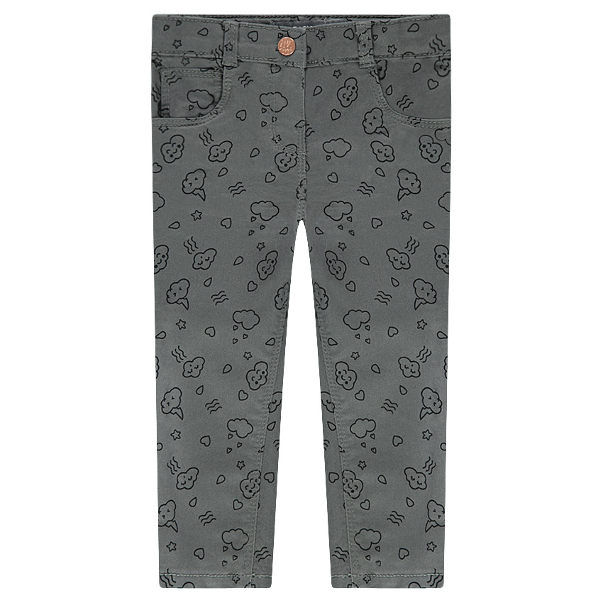 Pantalon en twill coupe slim avec nuages printés all-over 