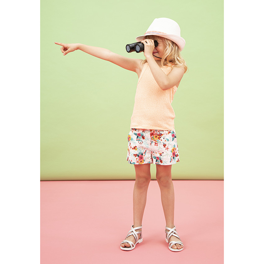 Short à fleurs en natté de coton 