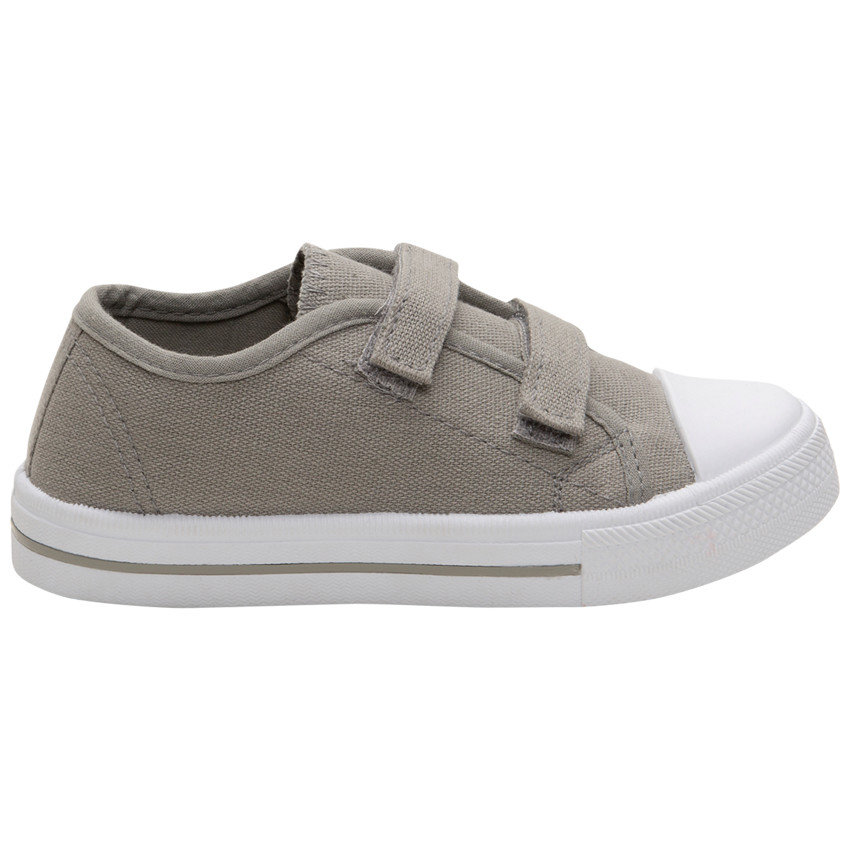 Baskets basses grises en toile à scratchs du 24 au 35 