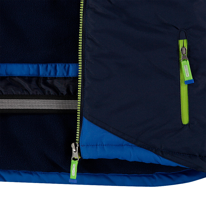 Blouson de ski bicolore avec poches zippées et bandes printées 