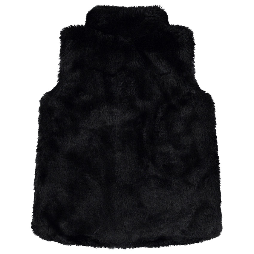 Gilet sans manches en fausse fourrure avec fleur bordée 
