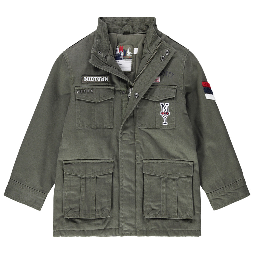 Parka en twill à poches avec badges et détails style army 