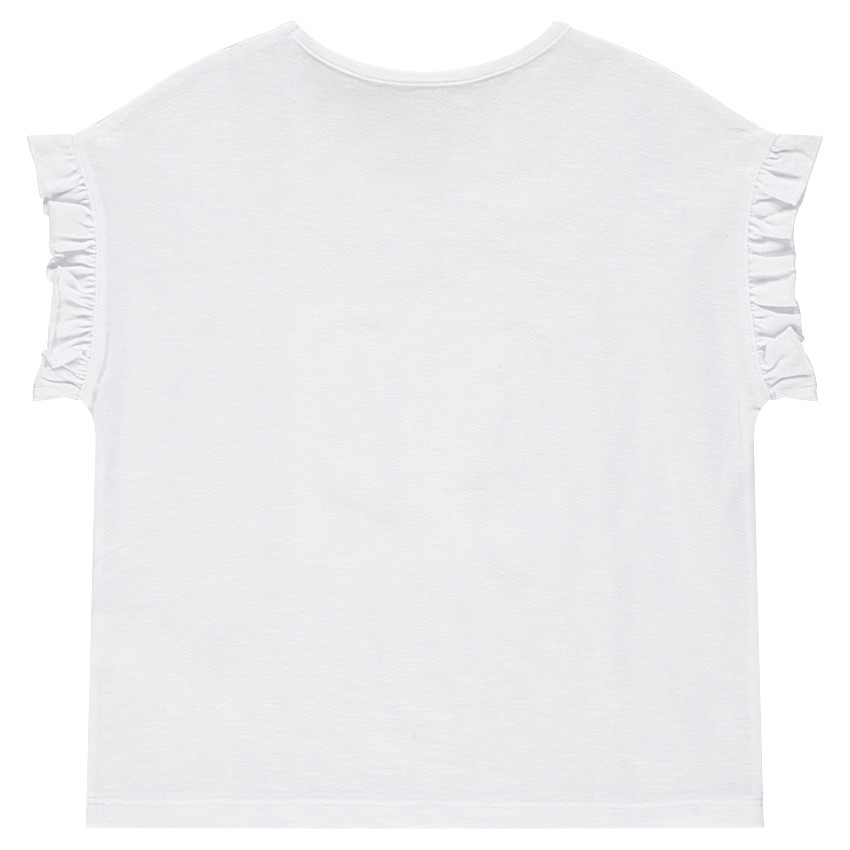 Tee-shirt manches courtes avec fruits patchés et manches volantées 