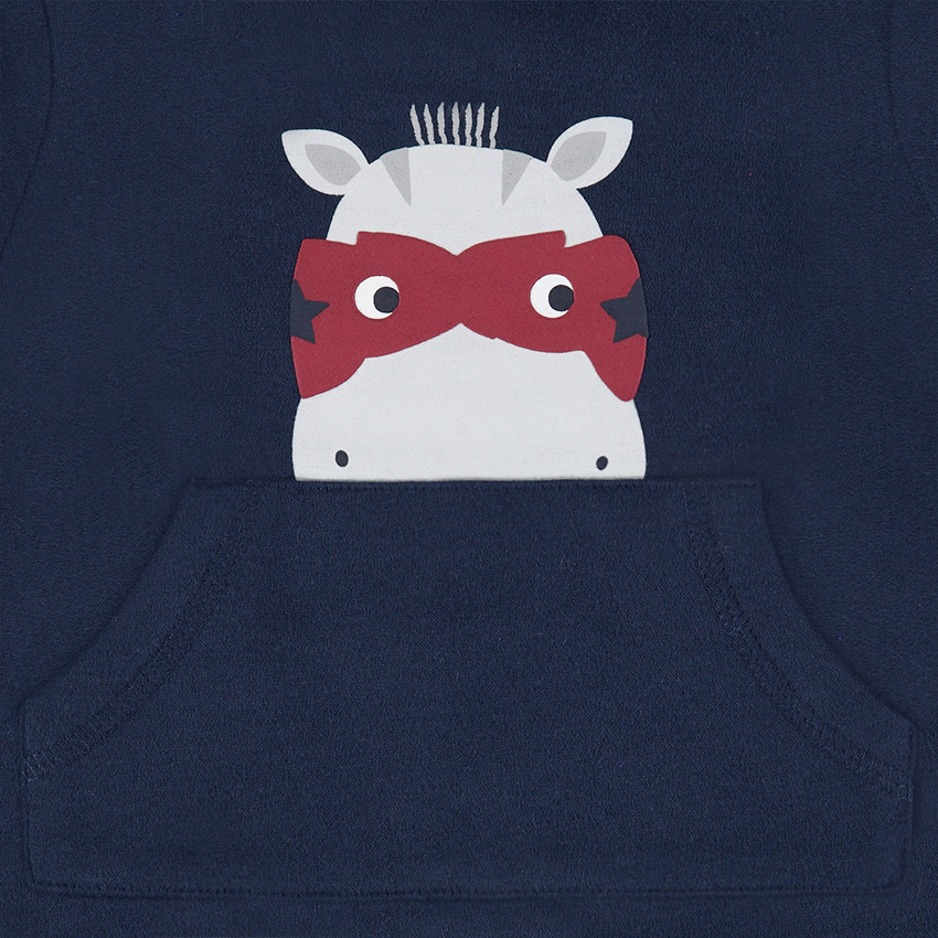 Sweat en molleton effet 2 en 1 avec print fantaisie et poche 