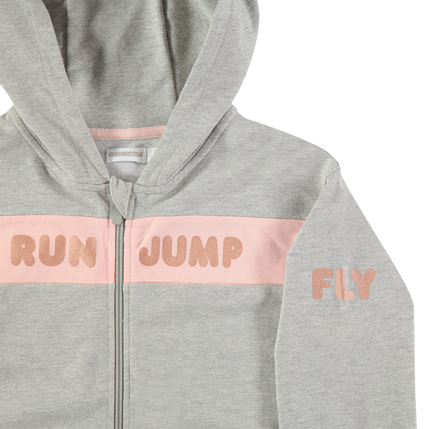 Gilet à capuche en molleton zippé avec motif fantaisie 