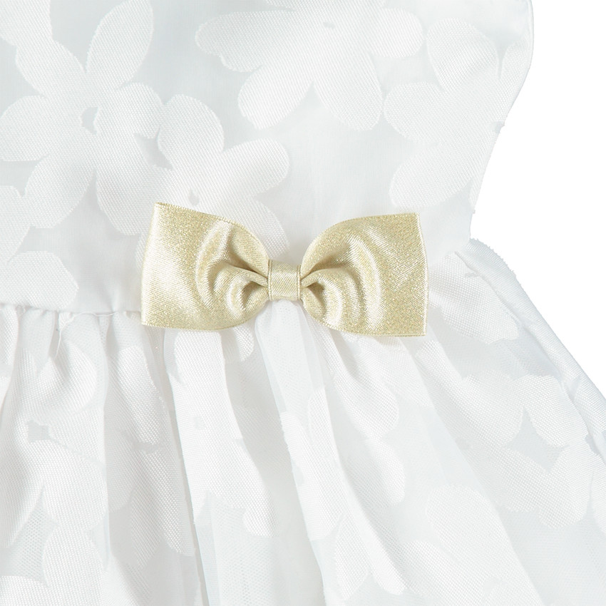 Robe de cérémonie manches courtes en tulle avec fleurs all-over  