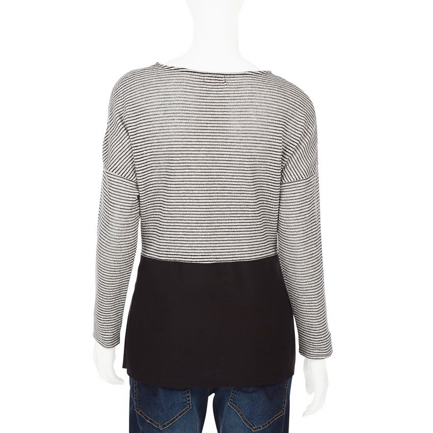 Sweat de grossesse rayé et uni bi-matière avec message  